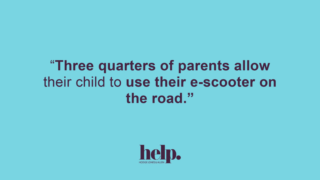Three quarters of parents allow their child to use their e-scooter on the road