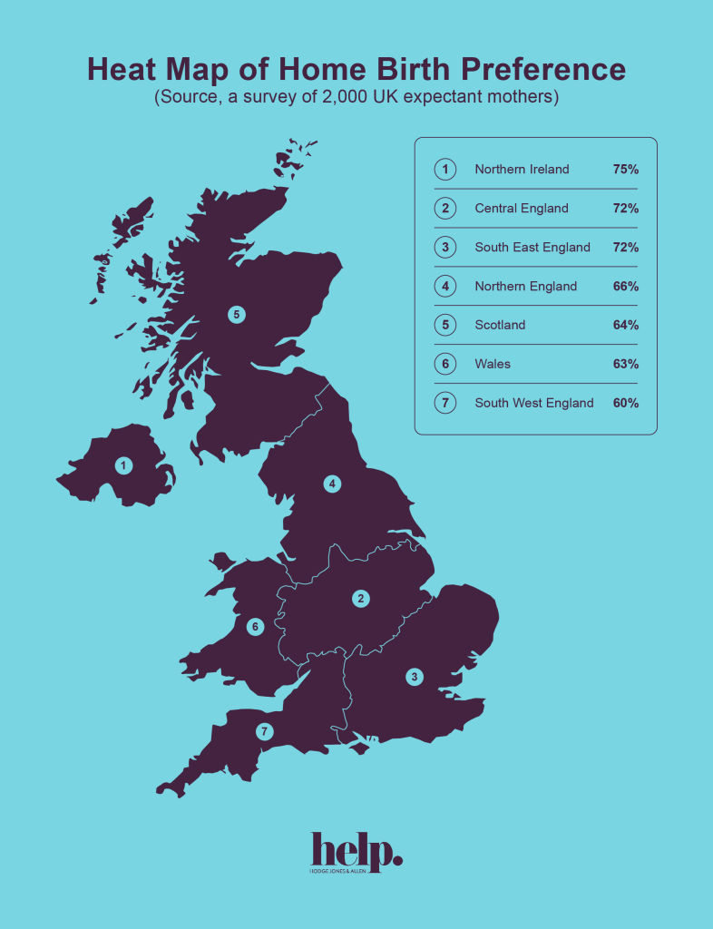 Heat map of UK home birth preferences