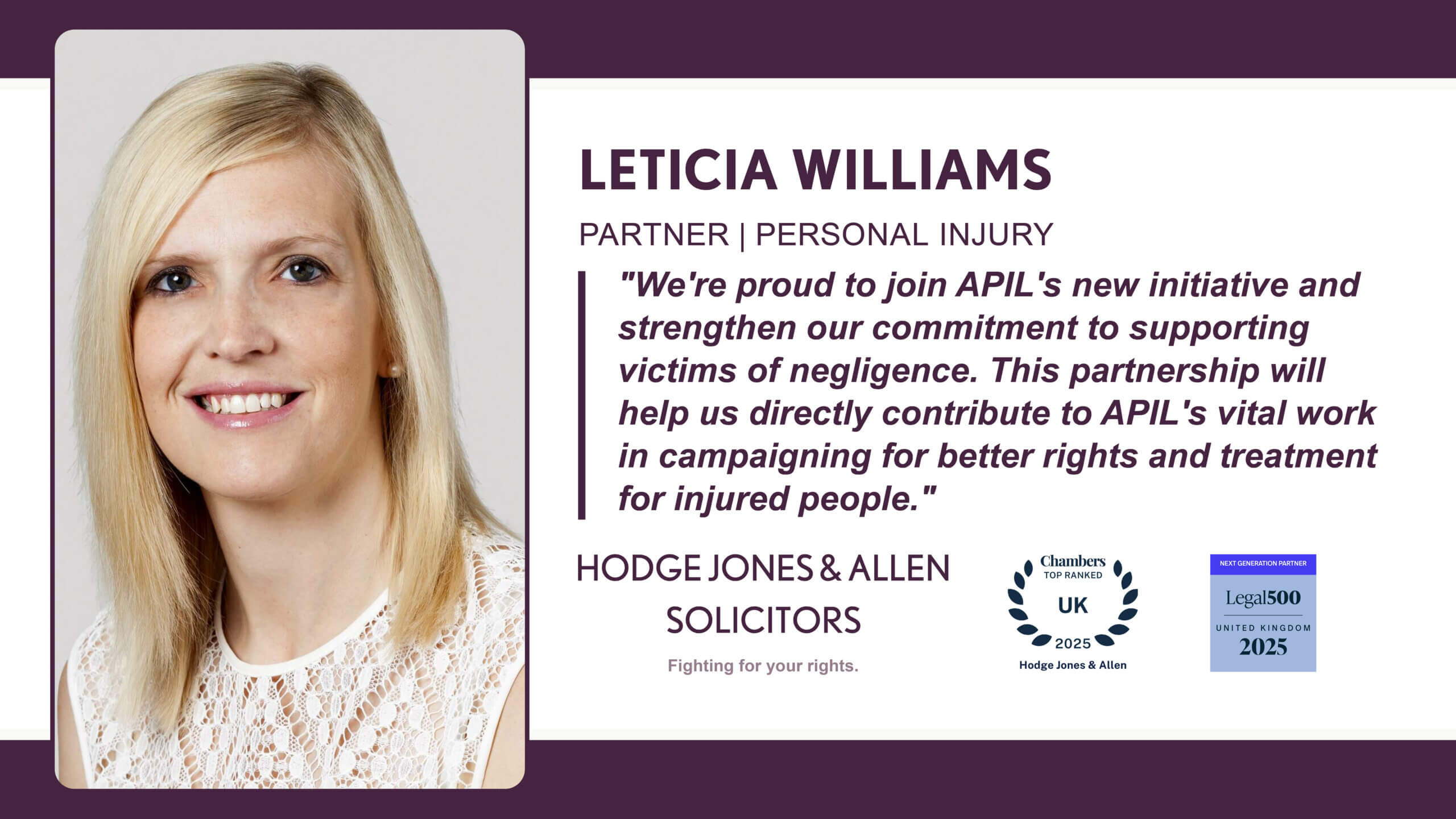 Hodge Jones & Allen Solicitors Joins New APIL Scheme To Support Victims Of Negligence