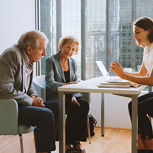 Senior couple meeting with a lawyer